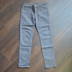 Prana Womens 6 Gray Chevron Denim Low Rise Skinny Jeans Pockets Casual Pants